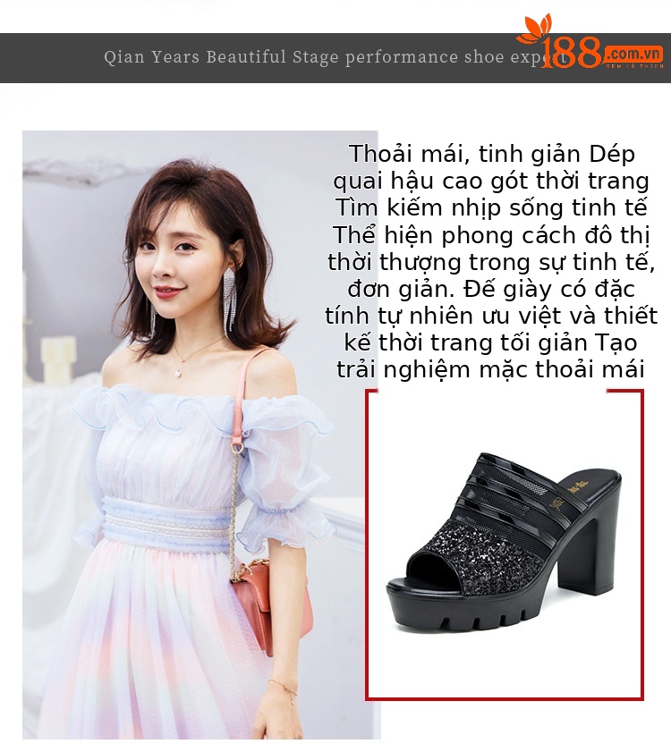 Sandal cao gót nữ mũi hở đế xuồng 10 cm, quai ngang da mềm lưới thoáng — Đỏ 10cm, Màu đen 10cm, Màu trắng 10cm chi tiết 2