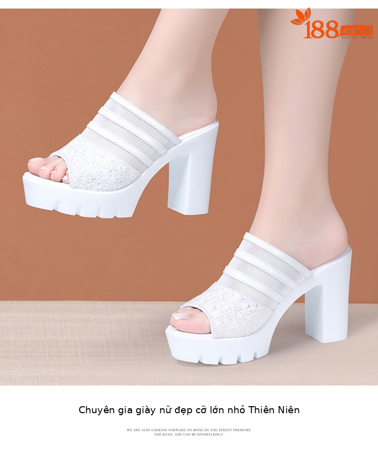 Sandal cao gót nữ mũi hở đế xuồng 10 cm, quai ngang da mềm lưới thoáng — Đỏ 10cm, Màu đen 10cm, Màu trắng 10cm chi tiết 11