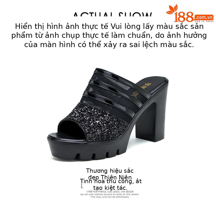 Sandal cao gót nữ mũi hở đế xuồng 10 cm, quai ngang da mềm lưới thoáng — Đỏ 10cm, Màu đen 10cm, Màu trắng 10cm chi tiết 12