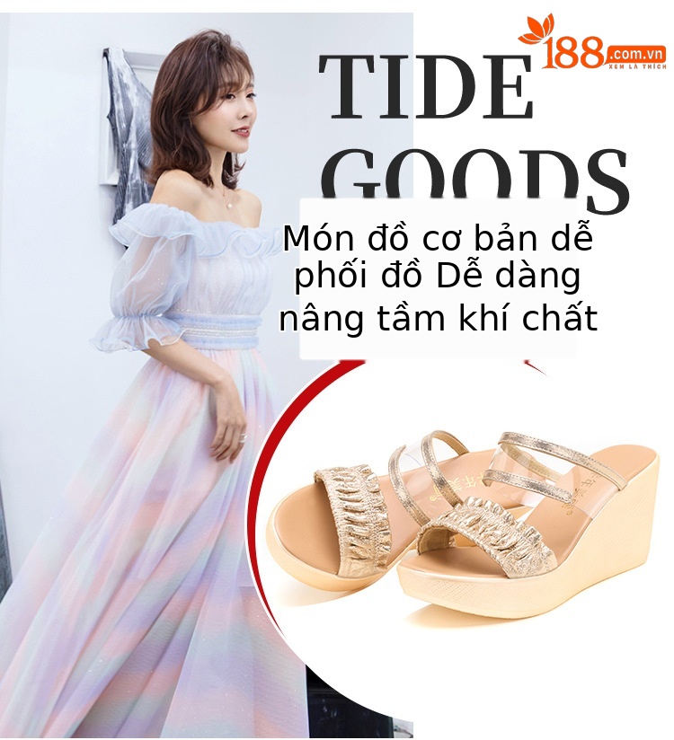 Dép sandal nữ đế xuồng cao trong suốt, mũi hở, gót 8 cm, đế dày, size lớn — Màu đen 8cm, Màu vàng 8cm chi tiết 6