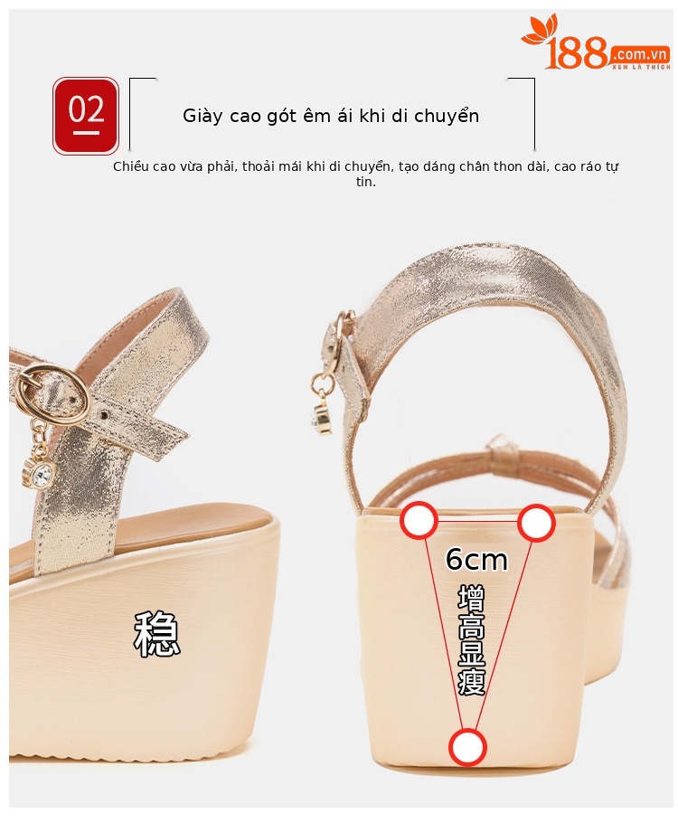 Dép sandal nữ đế xuồng platform gót 6 cm, quai chữ V, phong cách hè 2025 — Đen 6CM, Màu vàng 6CM chi tiết 7