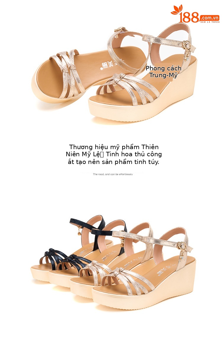 Dép sandal nữ đế xuồng platform gót 6 cm, quai chữ V, phong cách hè 2025 — Đen 6CM, Màu vàng 6CM chi tiết 15