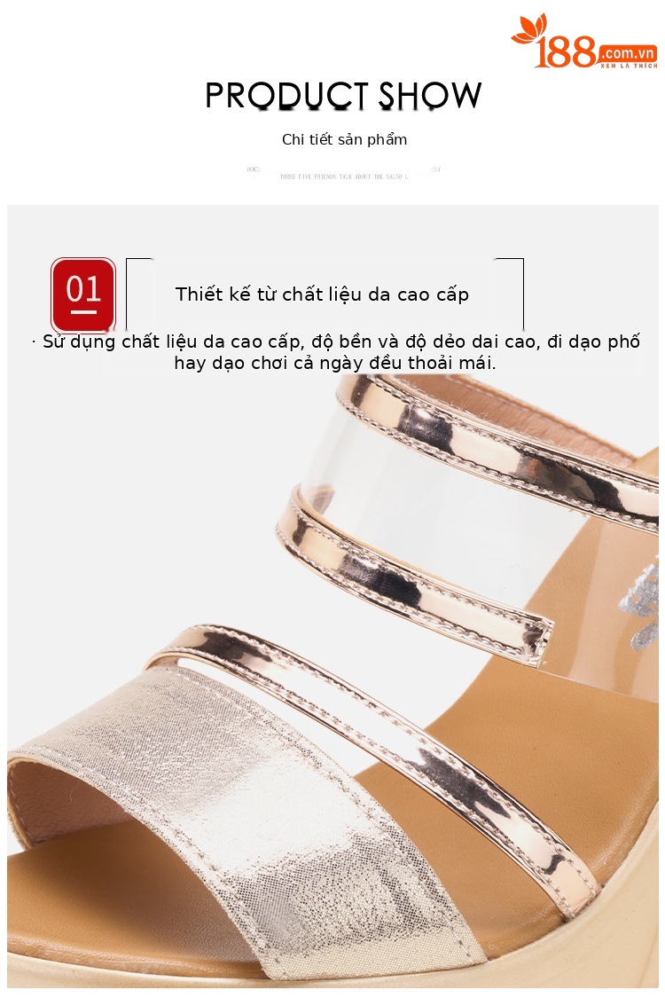 Dép sandal nữ xỏ ngón đế xuồng cao gót trong suốt thời trang mùa hè 2025, gót 10 cm — Đen (10CM), Vàng (10CM) chi tiết 7