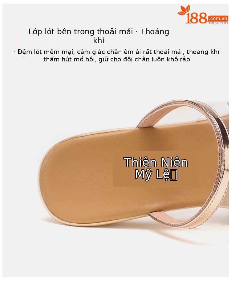Dép sandal nữ xỏ ngón đế xuồng cao gót trong suốt thời trang mùa hè 2025, gót 10 cm — Đen (10CM), Vàng (10CM) chi tiết 9