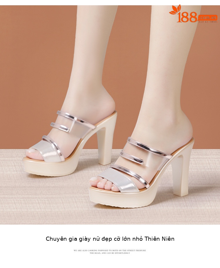 Dép sandal nữ xỏ ngón đế xuồng cao gót trong suốt thời trang mùa hè 2025, gót 10 cm — Đen (10CM), Vàng (10CM) chi tiết 10