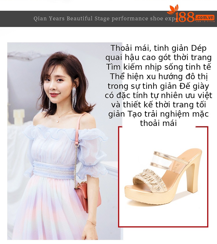 Dép nữ xỏ ngón đế xuồng cao gót gót thô thời trang mùa hè 2025, gót 8-10 cm — Màu đen 10cm, Vàng 10cm, Màu đen 8cm, Màu vàng 8cm chi tiết 2