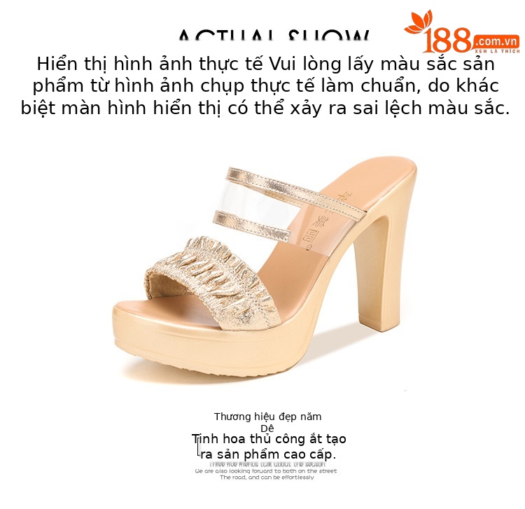Dép nữ xỏ ngón đế xuồng cao gót gót thô thời trang mùa hè 2025, gót 8-10 cm — Màu đen 10cm, Vàng 10cm, Màu đen 8cm, Màu vàng 8cm chi tiết 15