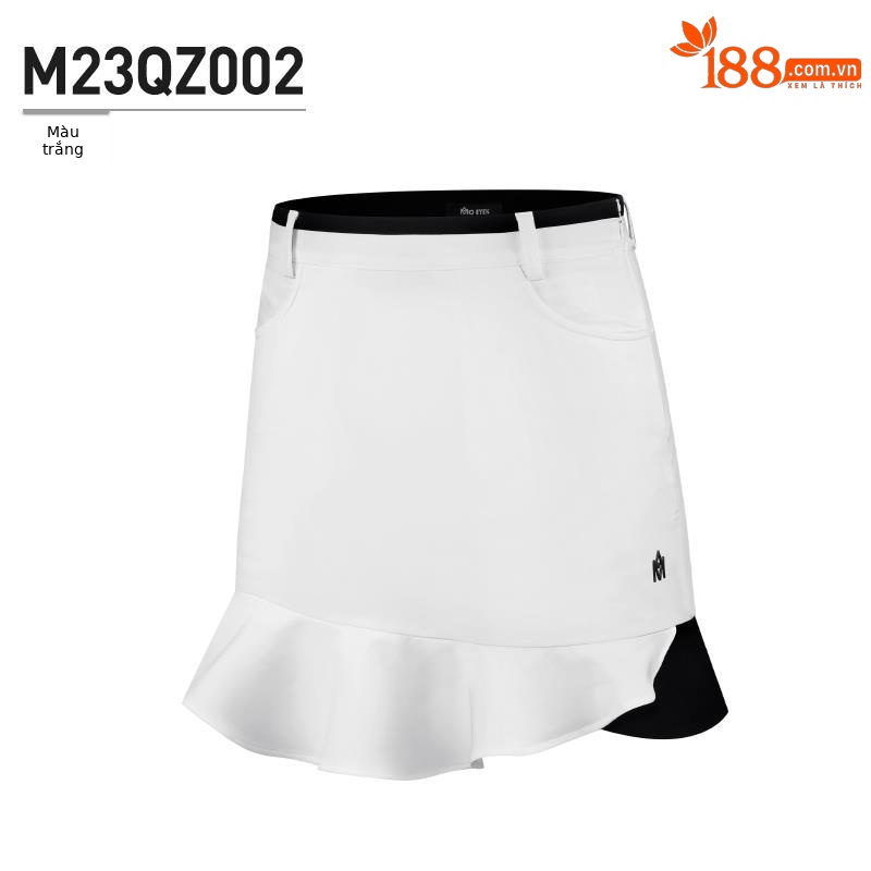 Váy chơi golf Moyes ngắn phối màu bèo nhún ôm hông đuôi cá — M23QZ002-Váy ngắn màu trắng, M23QZ002-Váy ngắn màu đen
