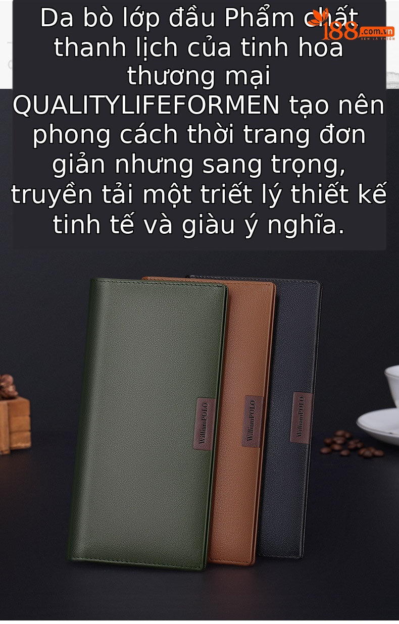 Ví da bò nam dài nhiều ngăn thương hiệu Emperor Paul chi tiết 1