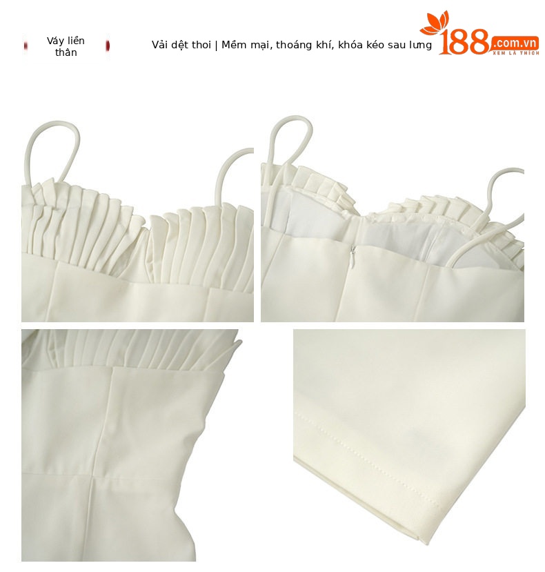 Đầm ôm body nữ dáng dài cổ V không tay, phong cách gợi cảm mùa hè — [Đen], [Trắng] chi tiết 2