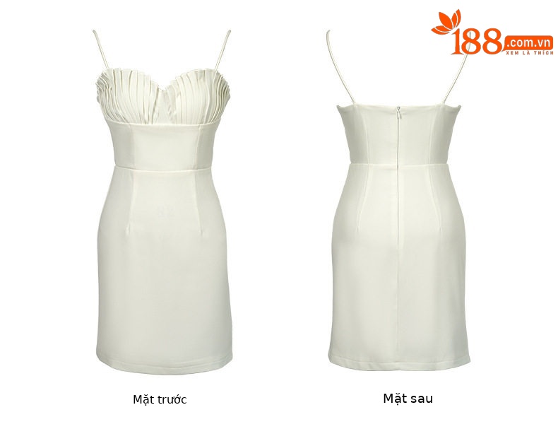 Đầm ôm body nữ dáng dài cổ V không tay, phong cách gợi cảm mùa hè — [Đen], [Trắng] chi tiết 5