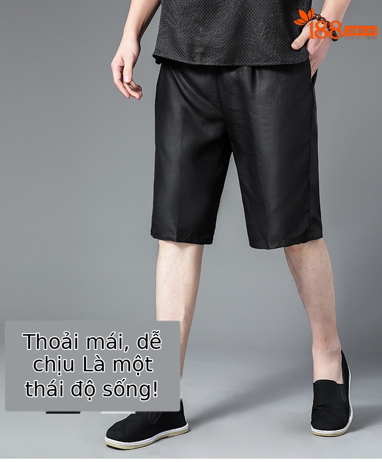 Quần short nam vải sợi mây thơm dáng rộng 5 tấc mặc nhà mùa hè chi tiết 1