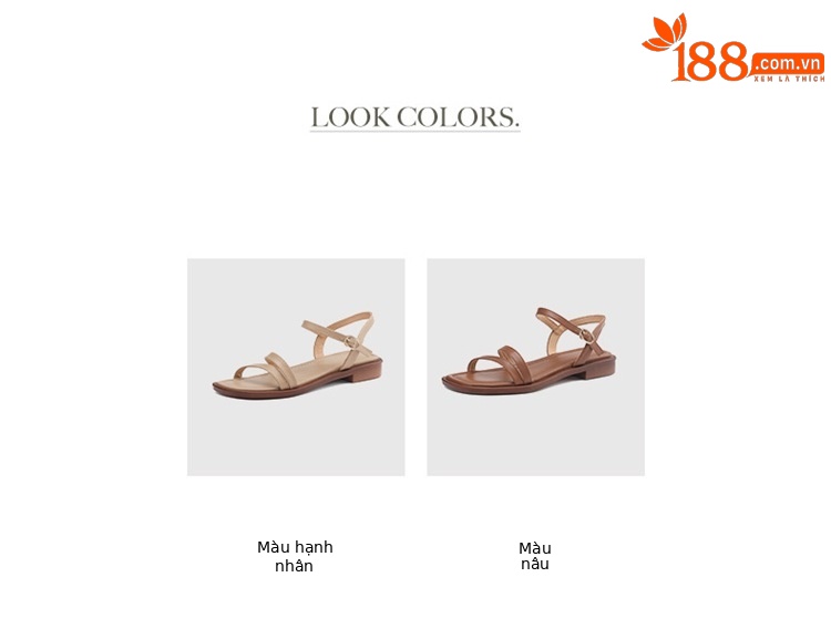 Sandal hở mũi quai ngang da bò gót thấp mũi vuông nữ kiểu mới — Màu nâu chi tiết 6