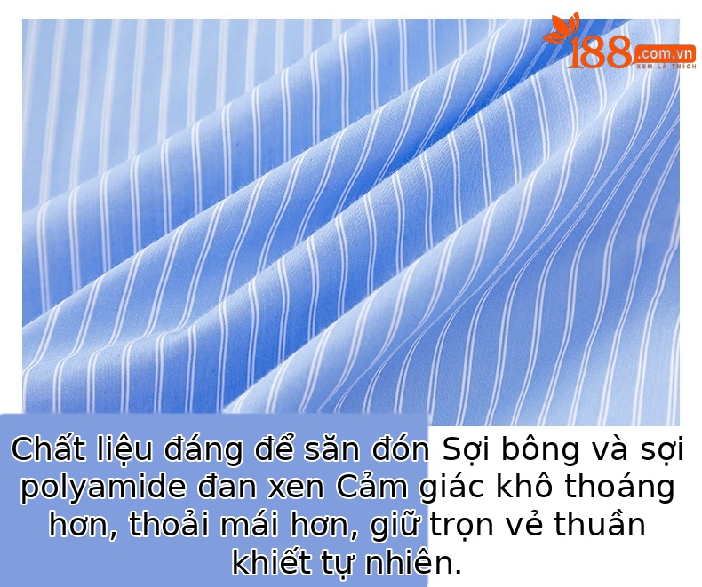 Áo sơ mi sọc thắt eo dài tay nữ phong cách thiết kế — Sọc Ngang Xanh lam chi tiết 3