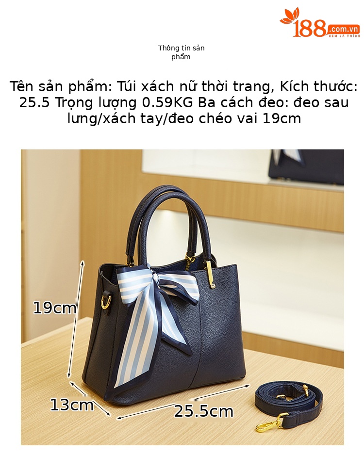 Túi xách nữ da thật thời thượng đa năng, thiết kế tay cầm và quai đeo chéo — Màu xanh lam, Màu đỏ chi tiết 2