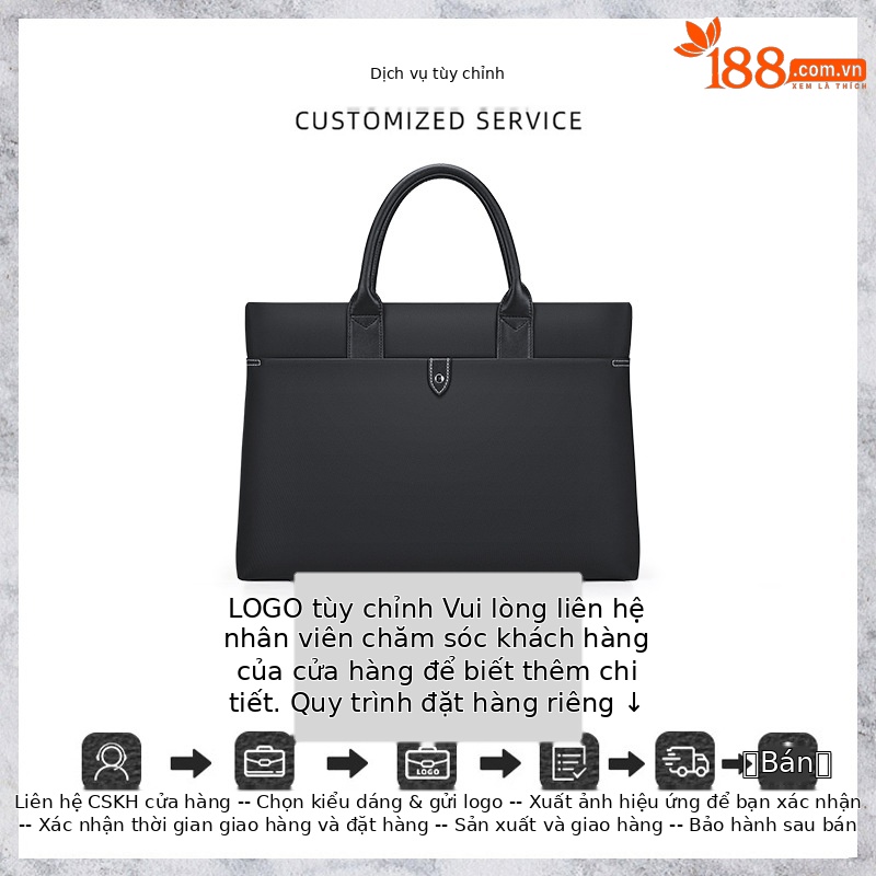 Cặp công sở nam vải Oxford chống thấm, nhiều ngăn đựng laptop 15 inch — Màu đen, màu xanh, Hồng, Màu nâu