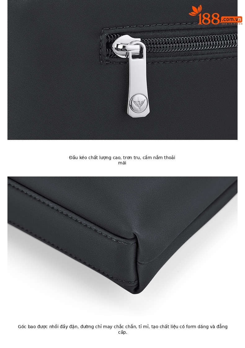Cặp công sở nam vải Oxford chống thấm, nhiều ngăn đựng laptop 15 inch — Màu đen, màu xanh, Hồng, Màu nâu chi tiết 16