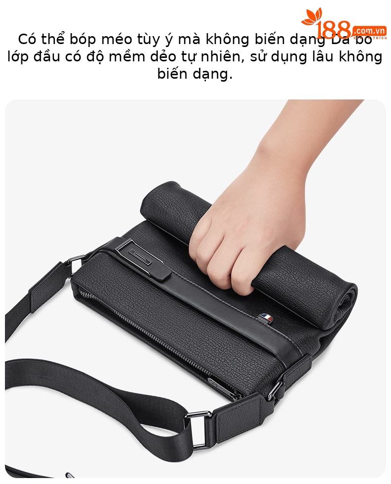 Túi đeo chéo nam da thật Paul chính hãng kiểu công sở nhỏ gọn chi tiết 3