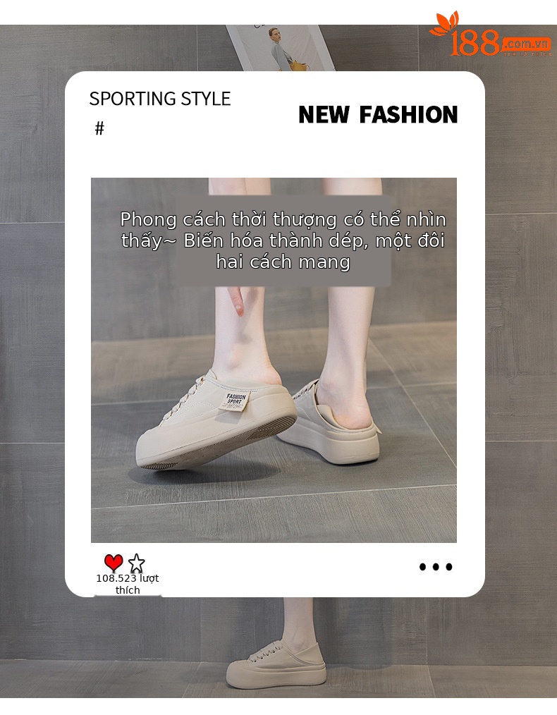 Giày sneaker nữ mũi tròn đế dày phong cách bánh mì, mới xuân 2026 — M2378 màu be, M2378 Màu mơ chi tiết 3