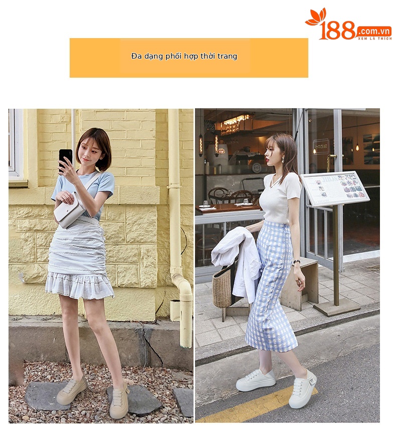 Giày sneaker nữ mũi tròn đế dày phong cách bánh mì, mới xuân 2026 — M2378 màu be, M2378 Màu mơ chi tiết 7