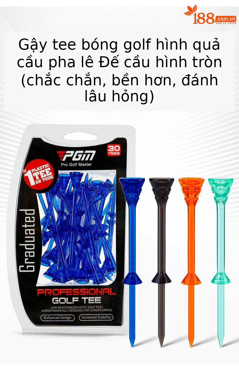 Bộ 30 que tee golf PGM bằng tre sinh thái, đầu cốc hỗ trợ giao bóng chính xác — Cao 38mm chi tiết 3