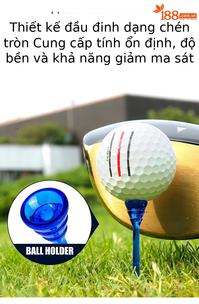 Bộ 30 que tee golf PGM bằng tre sinh thái, đầu cốc hỗ trợ giao bóng chính xác — Cao 38mm chi tiết 5