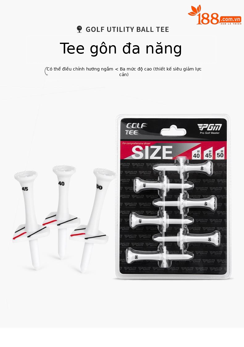 Bộ 30 que tee golf PGM bằng tre sinh thái, đầu cốc hỗ trợ giao bóng chính xác — Cao 38mm chi tiết 16