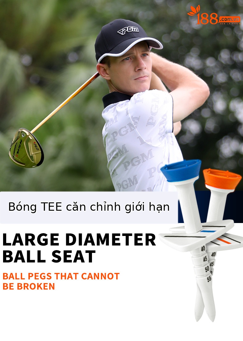 Bộ 30 que tee golf PGM bằng tre sinh thái, đầu cốc hỗ trợ giao bóng chính xác — Cao 38mm chi tiết 28