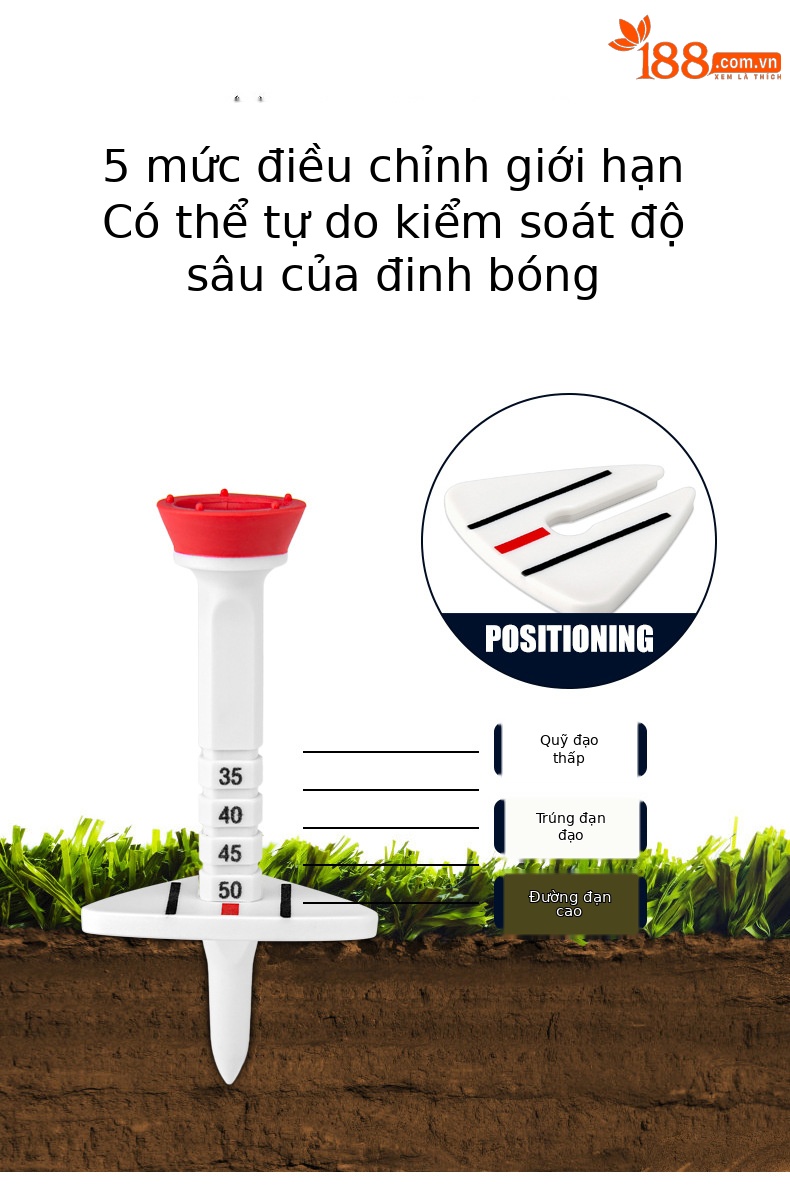 Bộ 30 que tee golf PGM bằng tre sinh thái, đầu cốc hỗ trợ giao bóng chính xác — Cao 38mm chi tiết 30