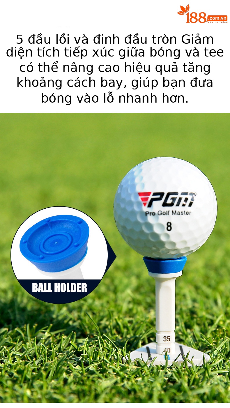 Bộ 30 que tee golf PGM bằng tre sinh thái, đầu cốc hỗ trợ giao bóng chính xác — Cao 38mm chi tiết 33