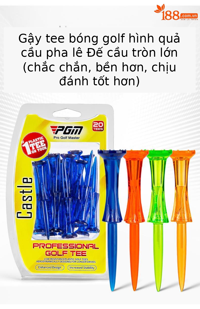 Bộ 30 que tee golf PGM bằng tre sinh thái, đầu cốc hỗ trợ giao bóng chính xác — Cao 38mm chi tiết 45