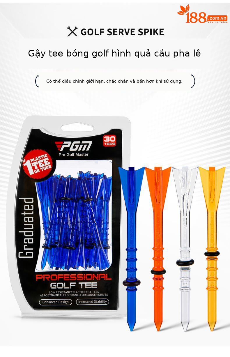 Bộ 30 que tee golf PGM bằng tre sinh thái, đầu cốc hỗ trợ giao bóng chính xác — Cao 38mm chi tiết 59