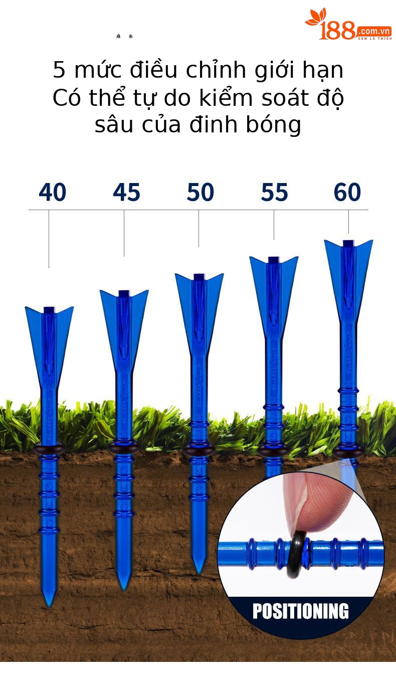 Bộ 30 que tee golf PGM bằng tre sinh thái, đầu cốc hỗ trợ giao bóng chính xác — Cao 38mm chi tiết 60