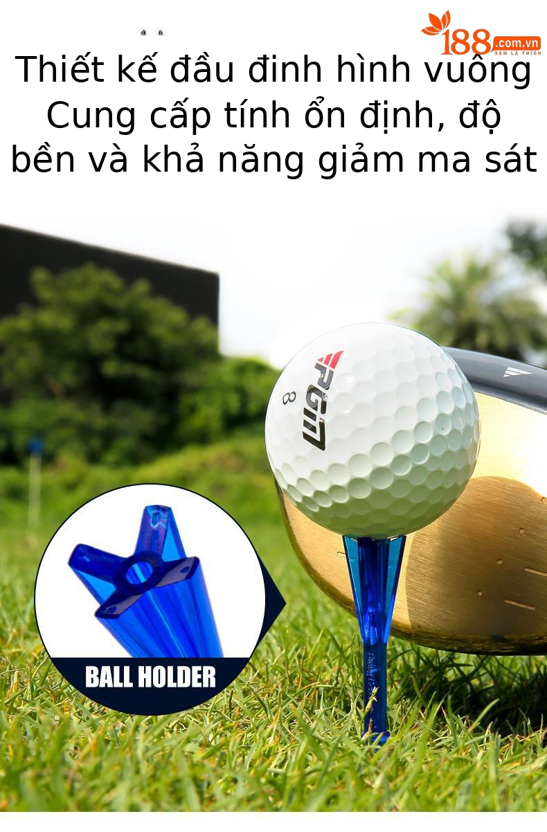 Bộ 30 que tee golf PGM bằng tre sinh thái, đầu cốc hỗ trợ giao bóng chính xác — Cao 38mm chi tiết 61