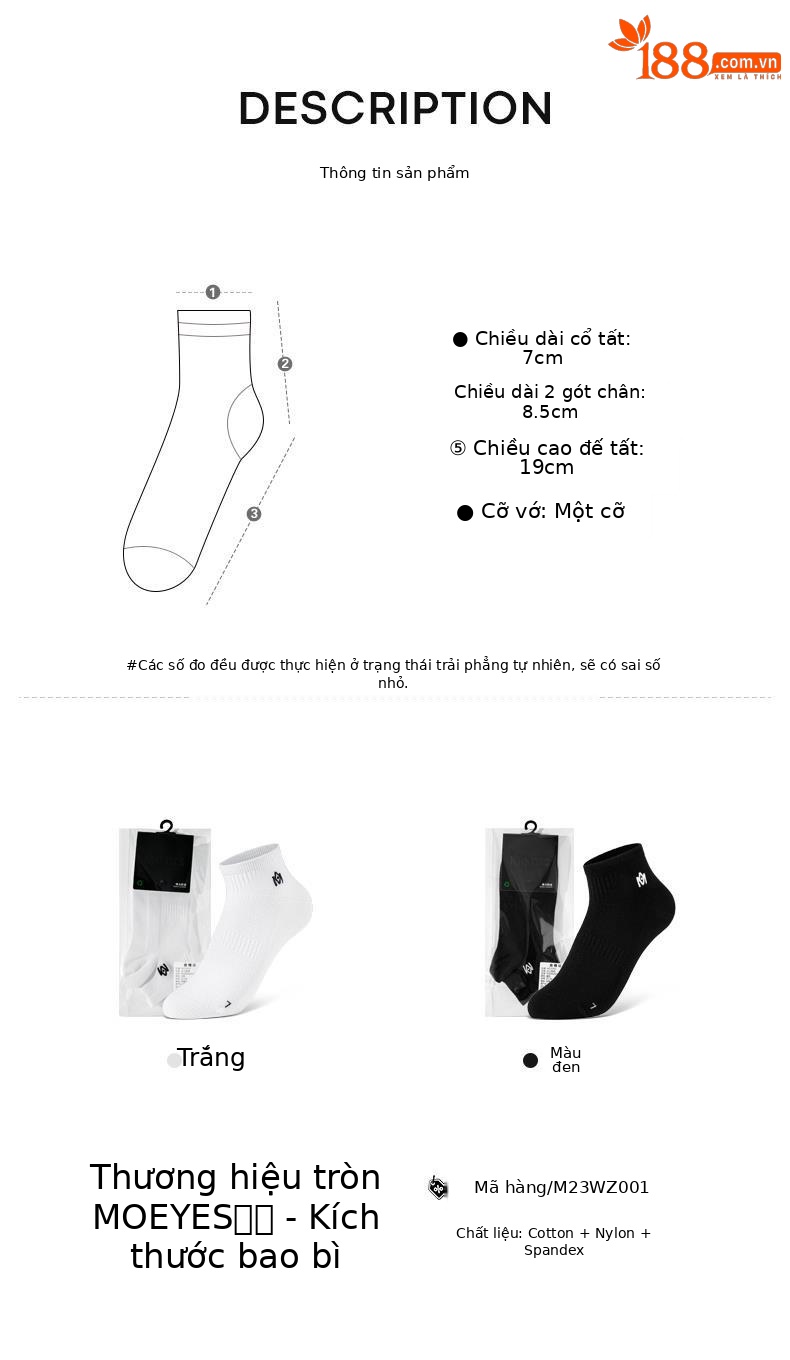 Tất golf nữ moeyes mắt ma thuật co giãn thoáng khí chống vón — Một size chi tiết 18