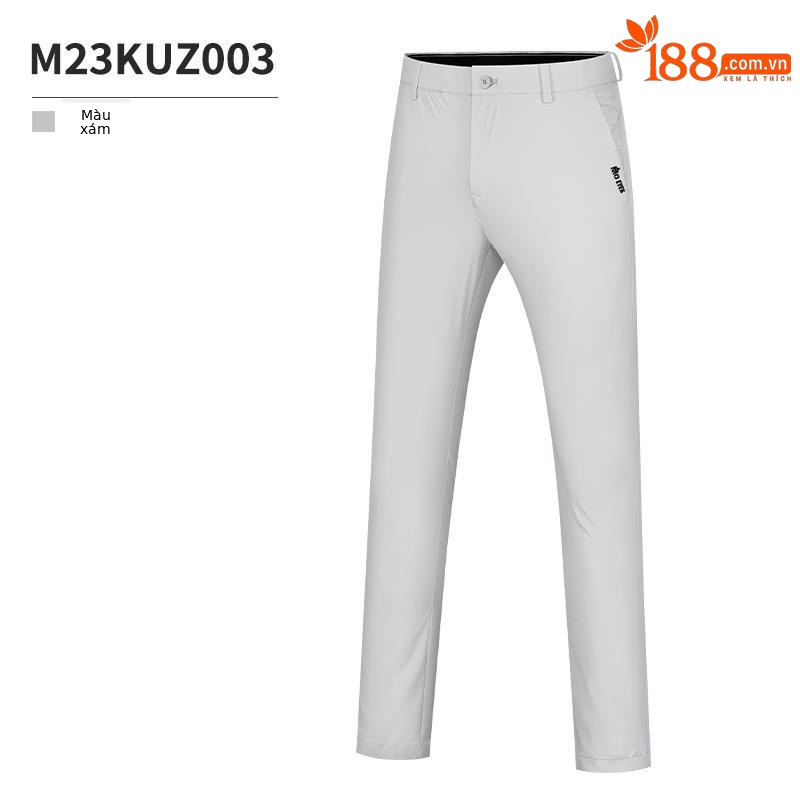 Quần dài golf nam mùa hè thắt lưng co giãn, phong cách thể thao — M23KUZ003-màu xám, M23KUZ003-màu trắng, M23KUZ003-Đen, M23KUZ003-màu xanh lá cây