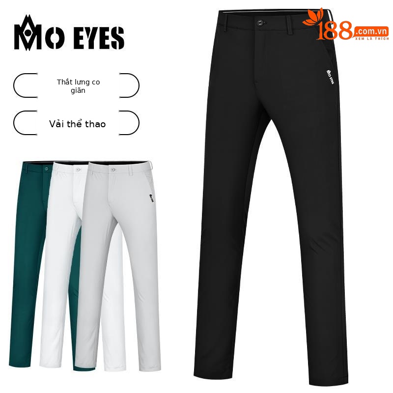 Quần dài golf nam mùa hè thắt lưng co giãn, phong cách thể thao — M23KUZ003-màu xám, M23KUZ003-màu trắng, M23KUZ003-Đen, M23KUZ003-màu xanh lá cây