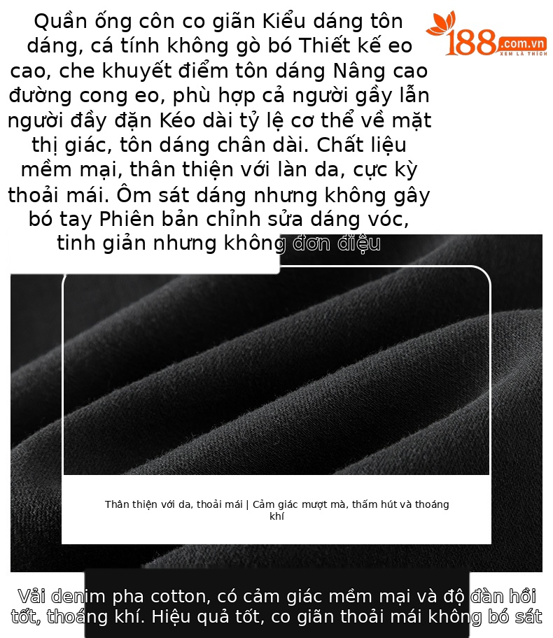 Quần jean nữ skinny cạp cao ôm sát đen co giãn — Màu đen chi tiết 2