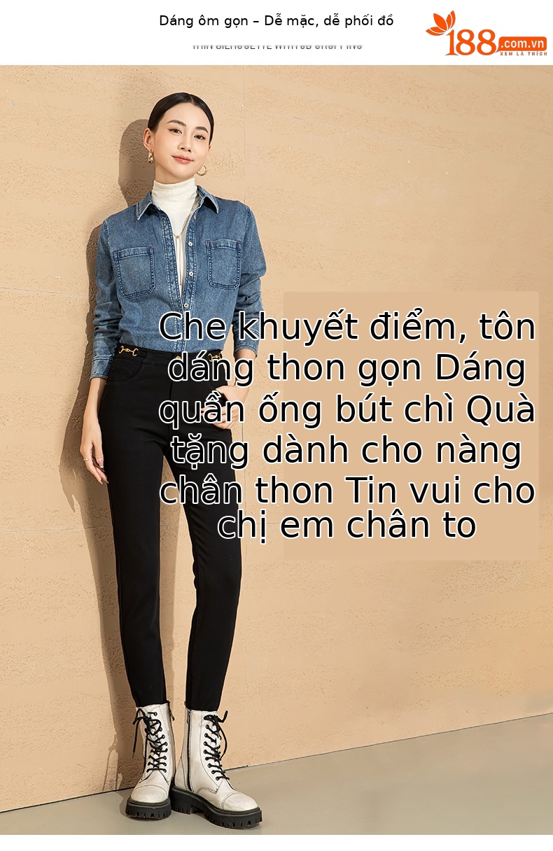 Quần jean nữ skinny cạp cao ôm sát đen co giãn — Màu đen chi tiết 3
