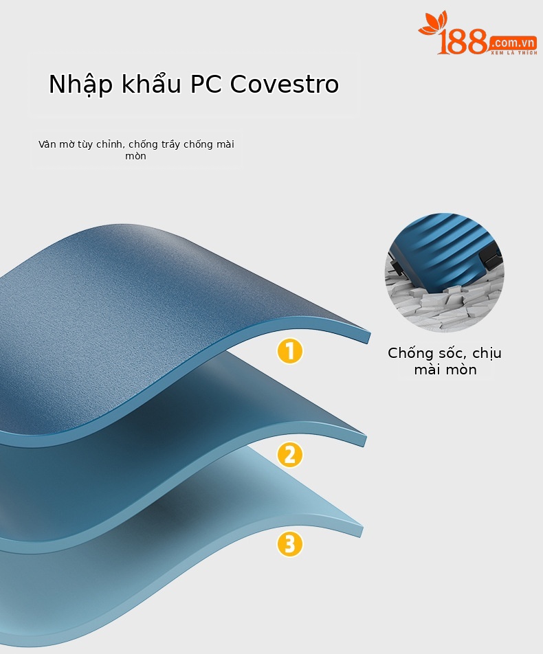 Vali nhựa PC cao cấp chống mài mòn 20 inch – 28 inch cho nam nữ — Chất liệu PC cao cấp màu bạc chi tiết 6