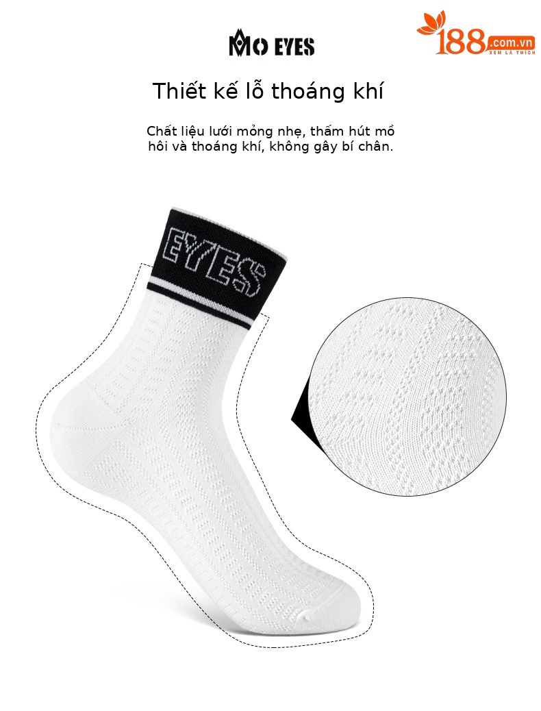Tất golf nữ moeyes mắt ma thuật phối màu ống giữa co giãn thể thao chống bóng — Một size chi tiết 15