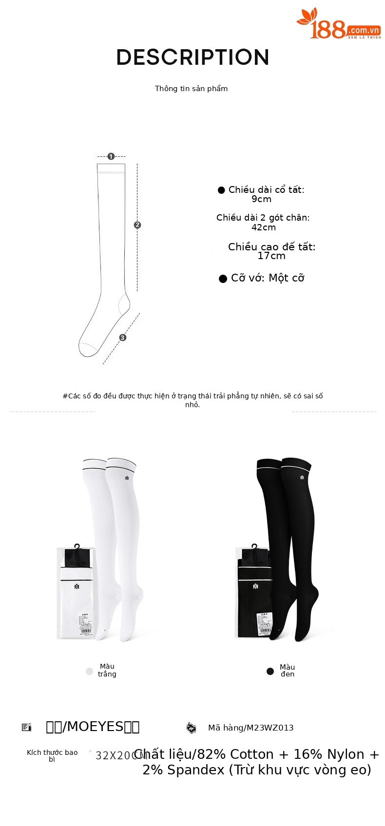 Vớ golf nữ qua đầu gối Moeyes Magic Eye co giãn chống vón — Một size chi tiết 22