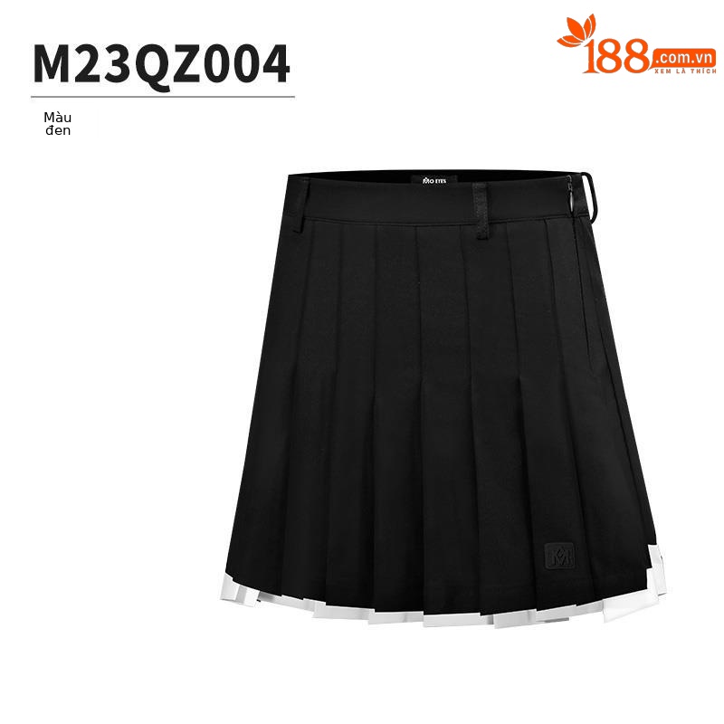 Váy golf nữ xếp ly Moyes dáng dài sau ngắn trước, có lót chống hở — M23QZ004-Đen, M23QZ004-màu trắng