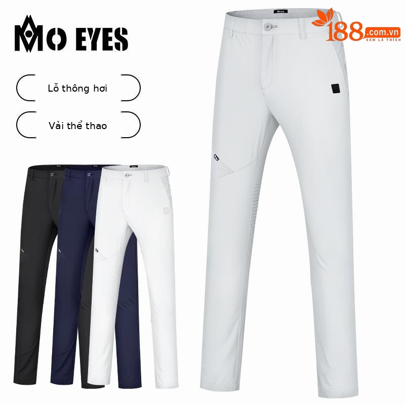 Quần golf nam dài mùa hè Moeyes – chất liệu thấm hút nhanh khô, thoáng khí — M23KUZ004-màu trắng, M23KUZ004-màu xám, M23KUZ004-Đen, M23KUZ004-màu xanh hải quân
