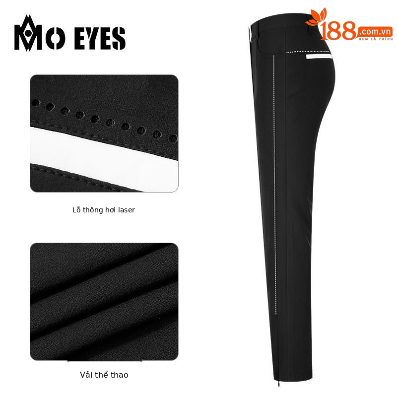 Quần dài thể thao golf nữ Moyes ống đứng có lỗ thoáng khí khóa kéo — M23KUZ005-màu trắng, M23KUZ005-Đen