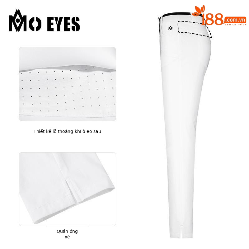 Quần golf nữ ống lửng thiết kế lỗ thoáng khí — M23KUZ008-màu trắng, M23KUZ008-Đen