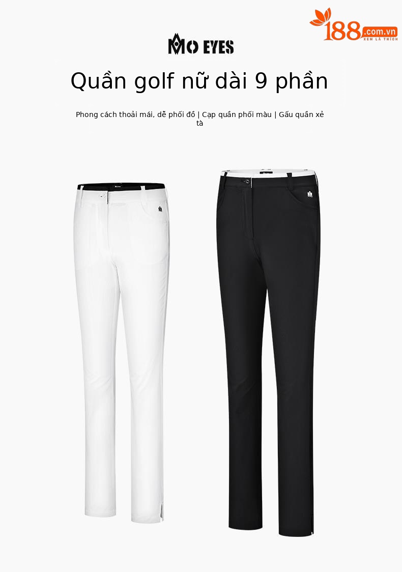 Quần golf nữ ống lửng thiết kế lỗ thoáng khí — M23KUZ008-màu trắng, M23KUZ008-Đen chi tiết 1