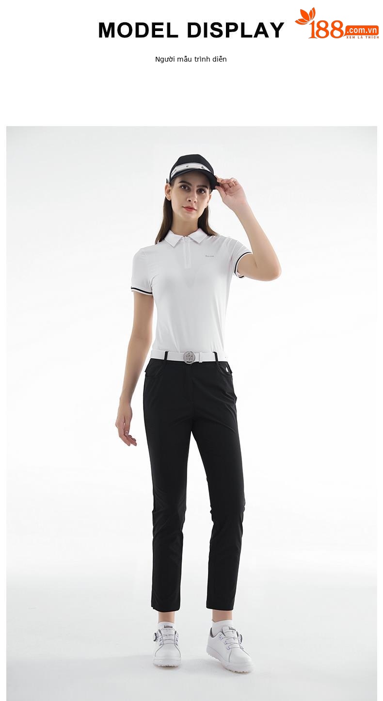 Quần golf nữ ống lửng thiết kế lỗ thoáng khí — M23KUZ008-màu trắng, M23KUZ008-Đen chi tiết 5