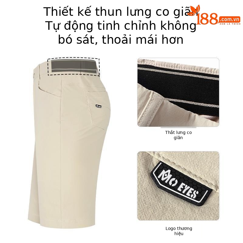 Quần short golf nam Moeyes Magic Eye co giãn mùa hè — M23KUZ002-Đen, M23KUZ002-Kaki, M23KUZ002-màu trắng