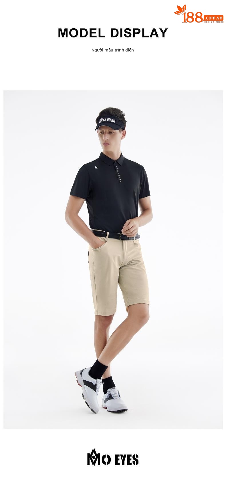 Quần short golf nam Moeyes Magic Eye co giãn mùa hè — M23KUZ002-Đen, M23KUZ002-Kaki, M23KUZ002-màu trắng chi tiết 4